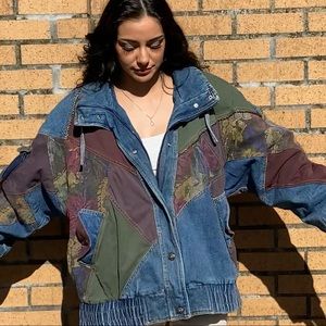 80’s Vintage Izzi Tapestry Patchwork Puffer jacket Oversize Winter Ski Jacket